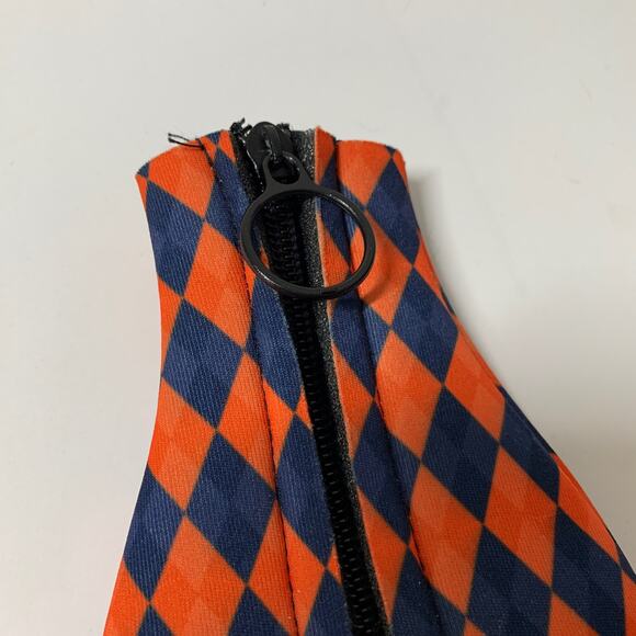 Auburn Tigers Blue Orange Checkered Zipper Beer Koozie - Picture 3 of 3